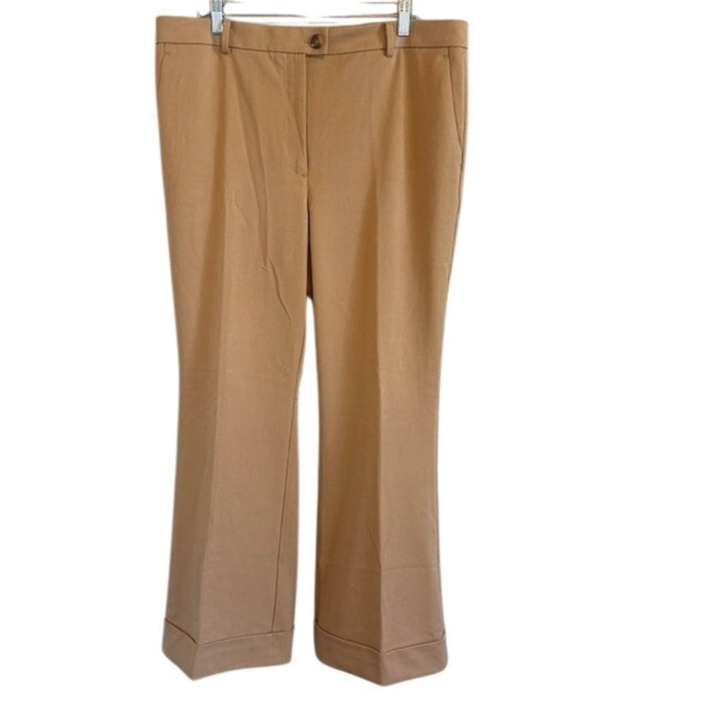 NWT Ann Taylor Women's Khaki Tan Trouser Dress Pants 12 Stretch Wide Leg